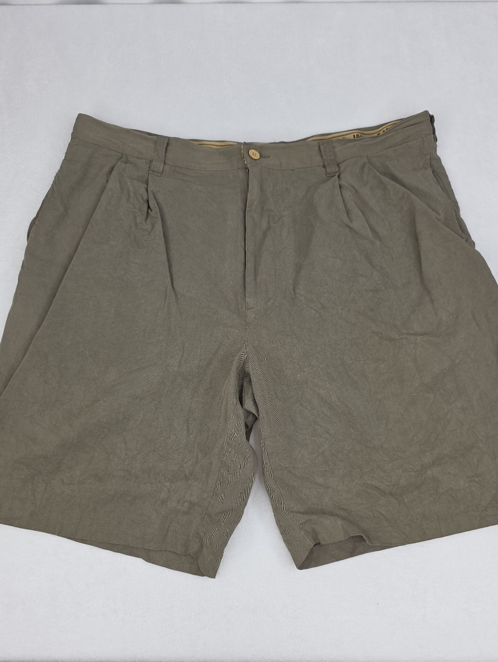Jamaica Jaxx Men's Shorts Size 38 Silk Pleated Front Brown AL-3534
